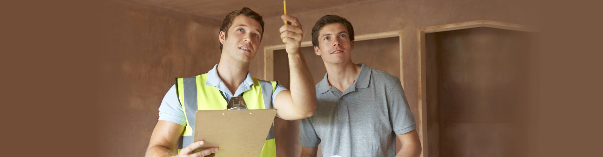 two man checking the the house